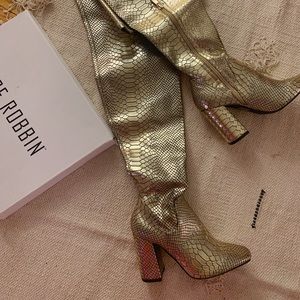 Gold Snake Skin Boots